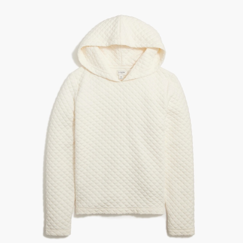 NWT J.Crew Factory Women’s Quilted Hoodie - Medium - Ivory
